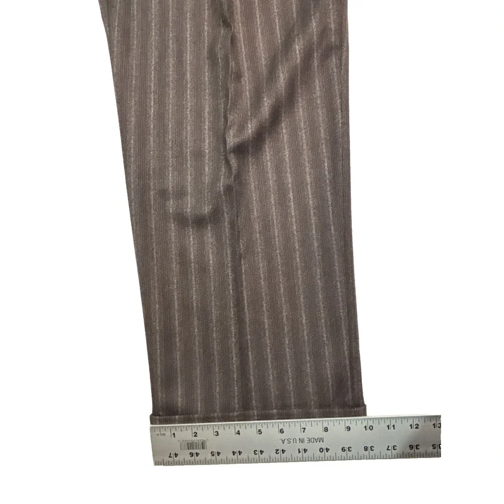 John W Nordstrom 46L 40x32 Brown Stripe Pant Suit Flannel Wool Italian Fabric